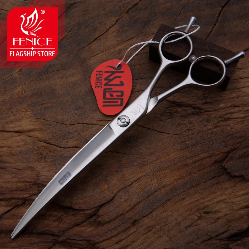 Goedkoop Fenice Gebogen Schaar Huisdier Hond Grooming Scharen 7.0 7.5 inch Japan 440c Rvs Specifieke Hoeken 30 graden ideaal scharen
