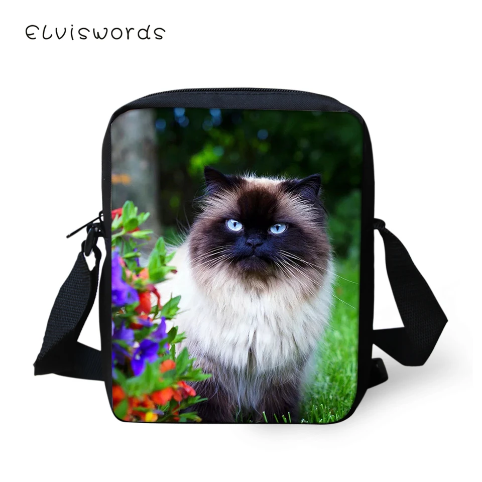 

ELVISWORDS Women Messenger Bags Persian Cats Pattern Girls Flaps Cross Body Bags Kawaii Animal Design Fashion Travel Mini Purses