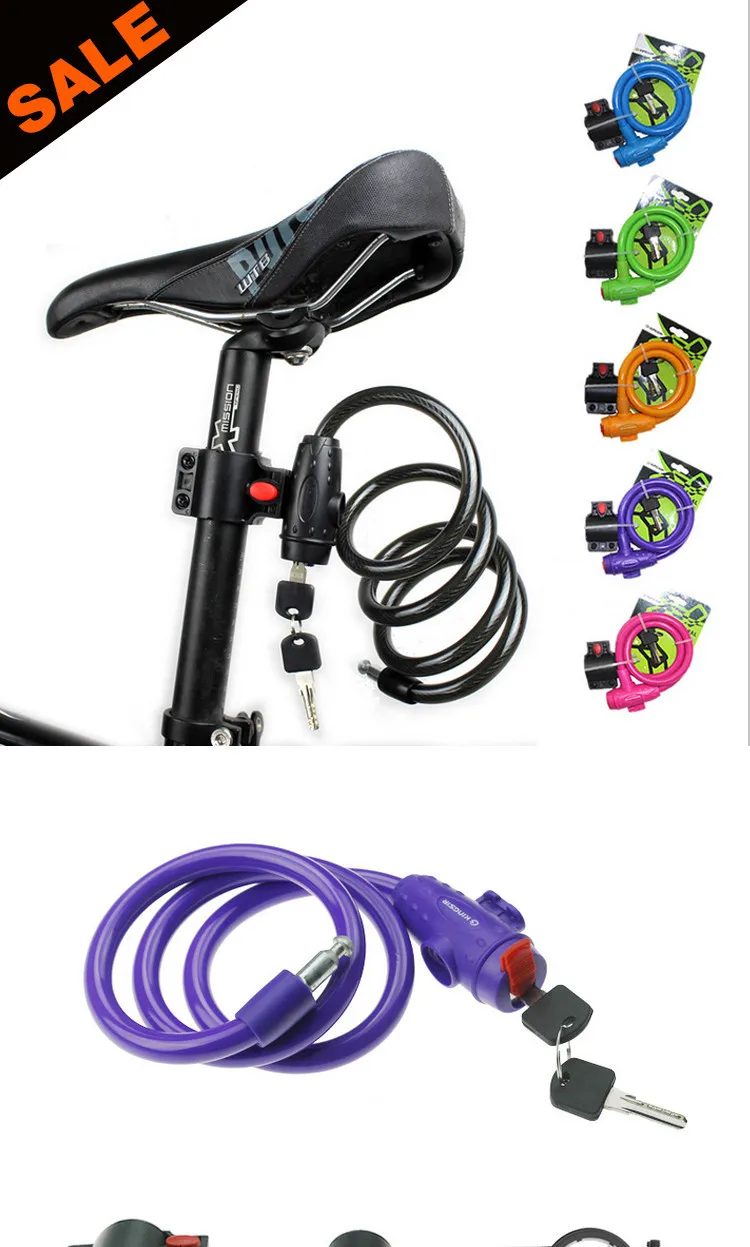 100cm Best Bike Lock Durable Steel Cable Bicycle Locks 6 Colors Anti-theft Lock ABS Cover + 2 Keys Cycling Accessories Low Price (7)