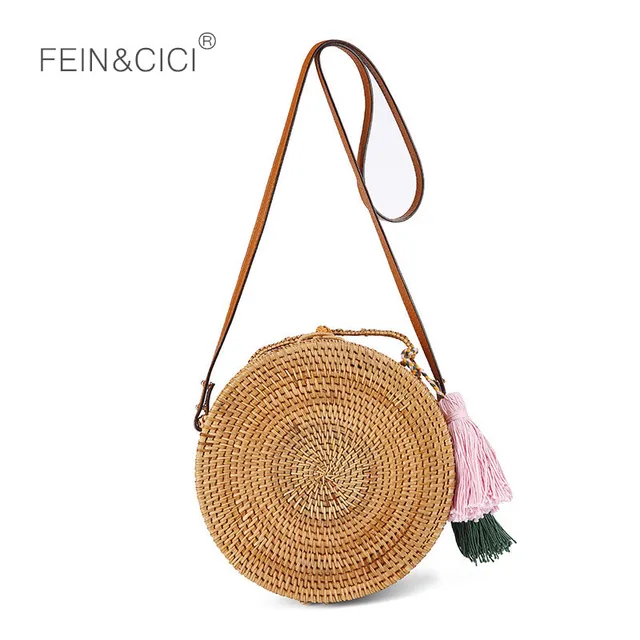 Straw Bags Circle Wicker Rattan Bag Tassel Beach Women Small Straw Bags Circle Wicker Rattan Bag Tassel Beach Women Small Boho Bali Handbag Summer 2018