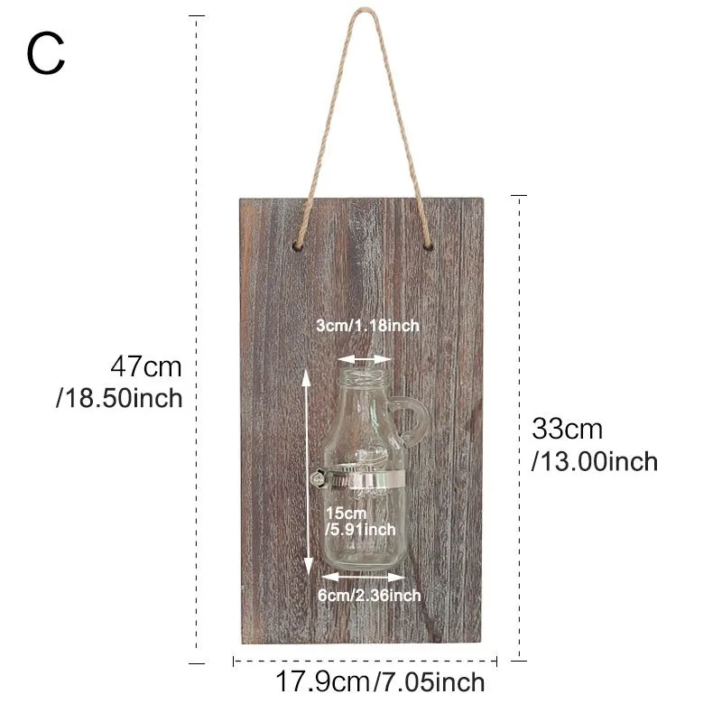 Стеклянная и деревянная ваза Террариум Вертикальная настенная Гидропоника растение бонсай цветочный горшок сеялка 3 варианта доступный домашний декор - Цвет: C