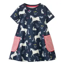 Baby Girls Summer Dress 2019 Cotton Princess Dress for Girl Clothes Unicorn Dresses Kid Clothing Children Baby Girl Carton Dress girls sleeveless dresses nova children clothes summer cotton girl dress nova kids animal print baby girl frocks clothes kid wear