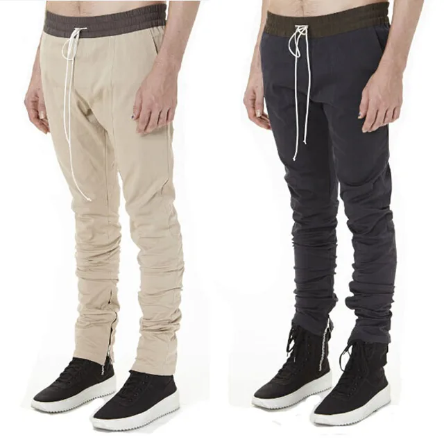 New Fashion Designer Mens Ankle Zipped Drawstring Trouser Black And