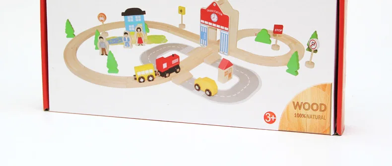 50 шт./компл. Высококачественная деревянная игрушка паровоз из бука DIY обучающая деревянная железная дорога железнодорожные пути Слот автомобиль игрушки для ребенка