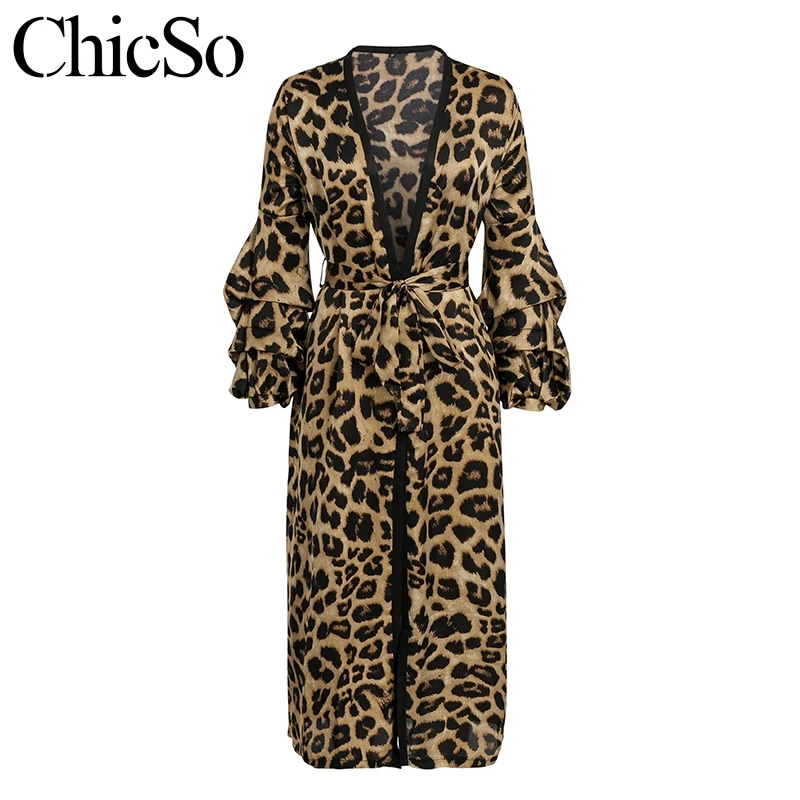 Goede MissyChilli Animal print satijn lange jurk Vrouwen v hals luipaard kimono badjas sexy jurk Herfst winter casual snake kerst jurk