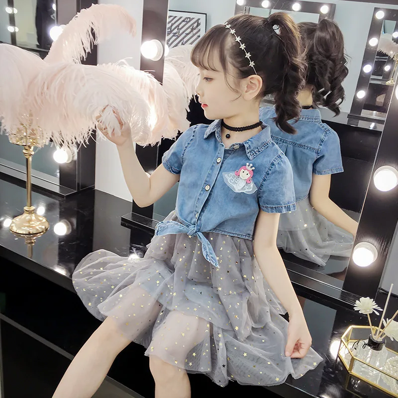 Fashion Girls Clothes Sets Summer Kids Denim Coats Top And Strap Dress Set Children Clothing Teens Girl Coats Sequin Dress Suit (15)
