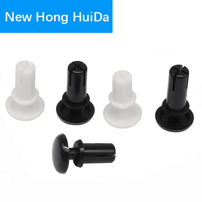 

120Pcs Diameter 2.1mm Nylon Plastic R Type Expansion Rivet Nut Buckle Clip for Computer PCB Mother Board Black White