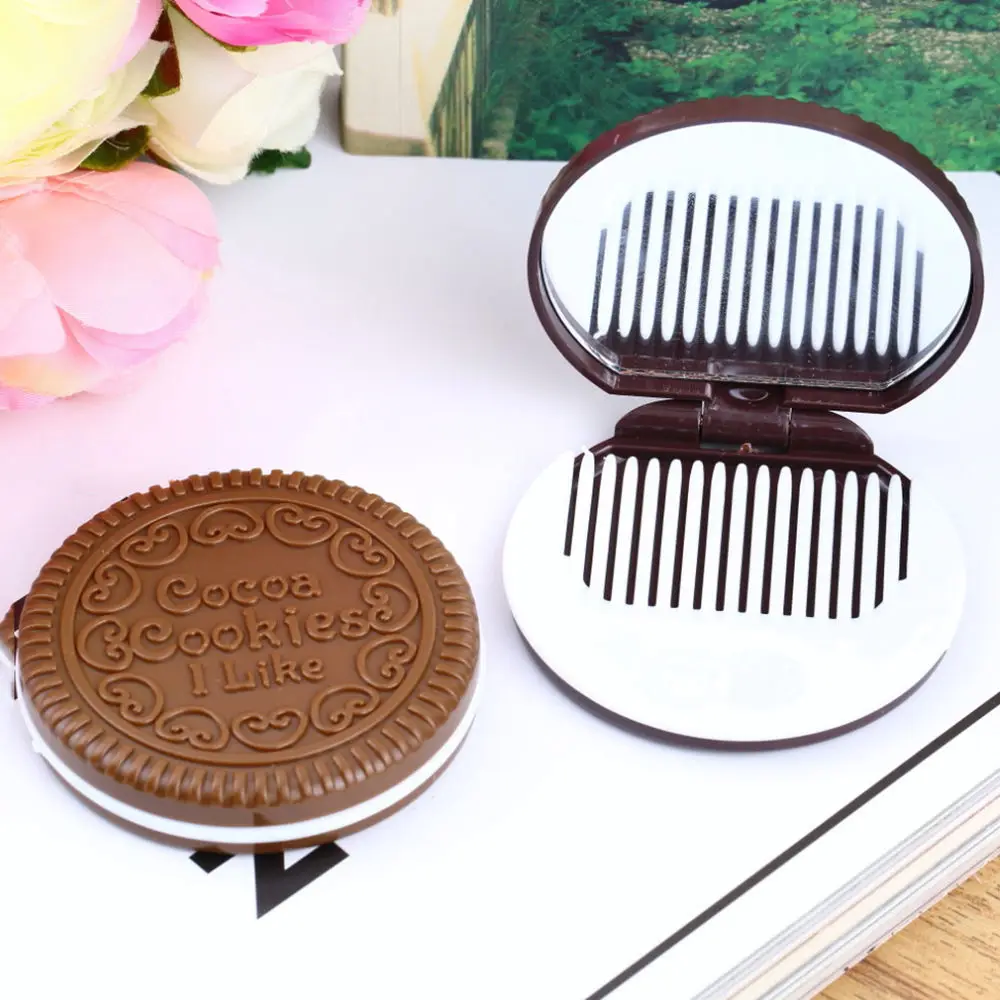 

2 in 1Folding Pocket Chocolate Cookie Shaped Makeup Cosmetic Compact Mirror