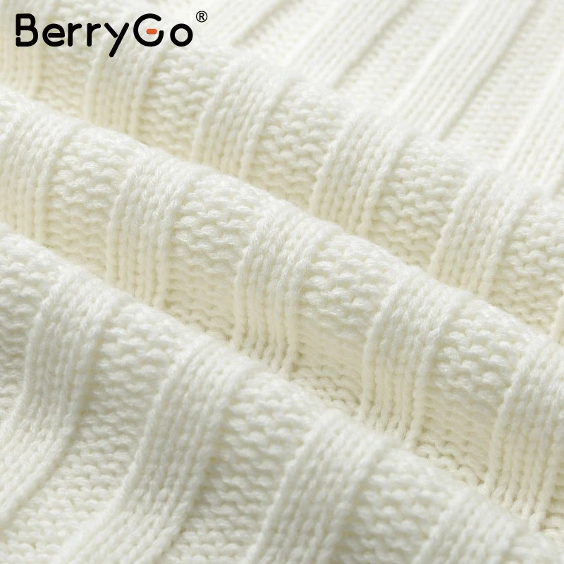 BerryGo Просто, элегантно трикотажное платье для женщин осень черепаха шеи женский белый свитер платье сексуальные праздничные однотонные женские зимние бирюзовые платья