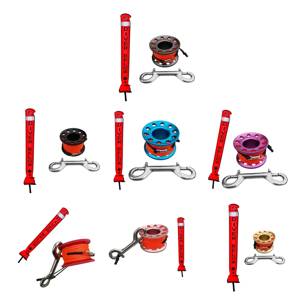 MagiDeal Reflective Inflatable Scuba Diving Surface Marker Buoy SMB Kit & 15m Dive Reel Equipment