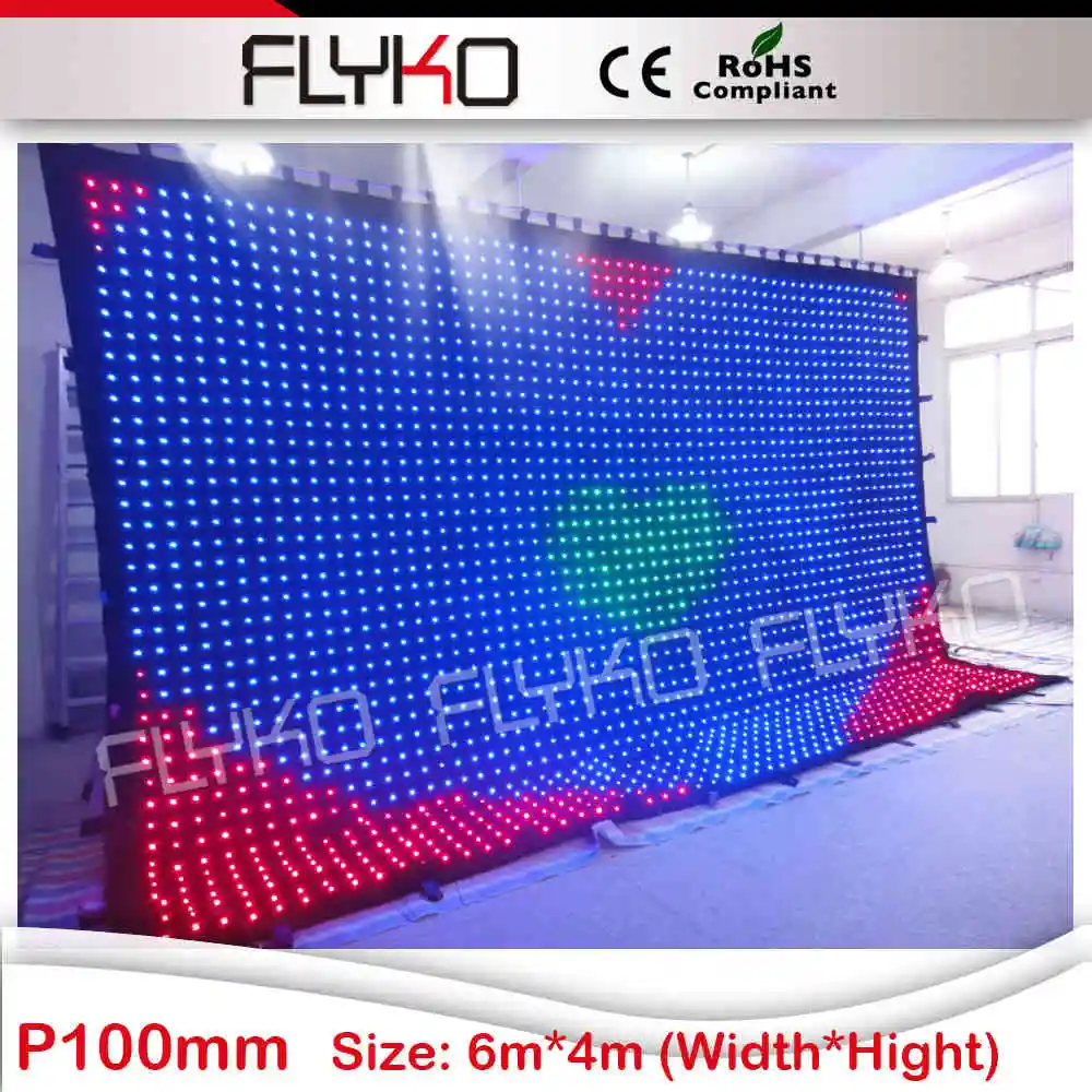 

dmx led stage backdrop cloth P10 4x6m led video curtain