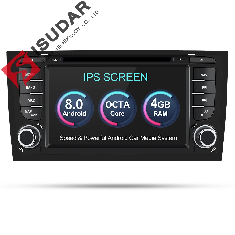

Isudar Car Multimedia Player Car Radio Two Din Android 8.0 Stereo System For Audi/A6/S6/RS6 GPS RAM 4GB DSP USB DVR OBD2 FM