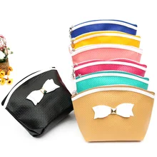 Девушка косметичка лук для макияжа Make Up сумка органайзер Bag Для женщин Pu Сумка для хранения дорожные аксессуары Карамельный цвет подарок 47