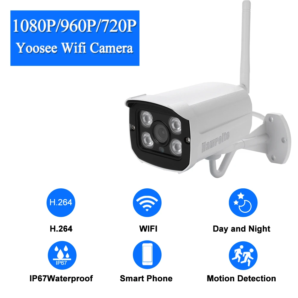 Камера Hamrolte Onvif Yoosee, Wifi, 1080 P, 960 P, 720 P, беспроводная камера ночного видения для улицы, поддержка sd-карты 128G, обнаружение движения