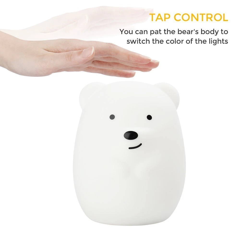 Силиконовый детский ночной Светильник медведь цветные детские светильники 4 режима 9 цветов USB Перезаряжаемый кран ночник для детей подарок комфортная игрушка