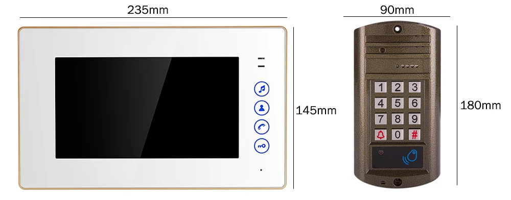 Проводной " цветной экран монитор видео домофон система наружная RFID дверная камера Поддержка Электрический механический замок