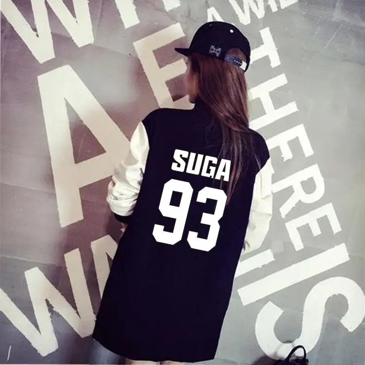 

KPOP EXO GOT7 jin suga spring autumn coat College men women Letter printed Long section shirt Loose Long sleeve k-pop harajuku