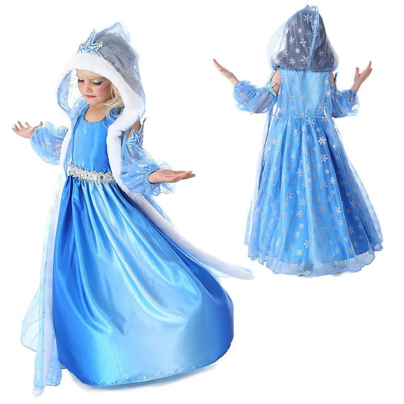 

Elsa Anna Girls Dress Cartoon Cosplay Snow Queen Princess Dresses Costume Toddler Girl Dresses 2-10 Year Children Clothing