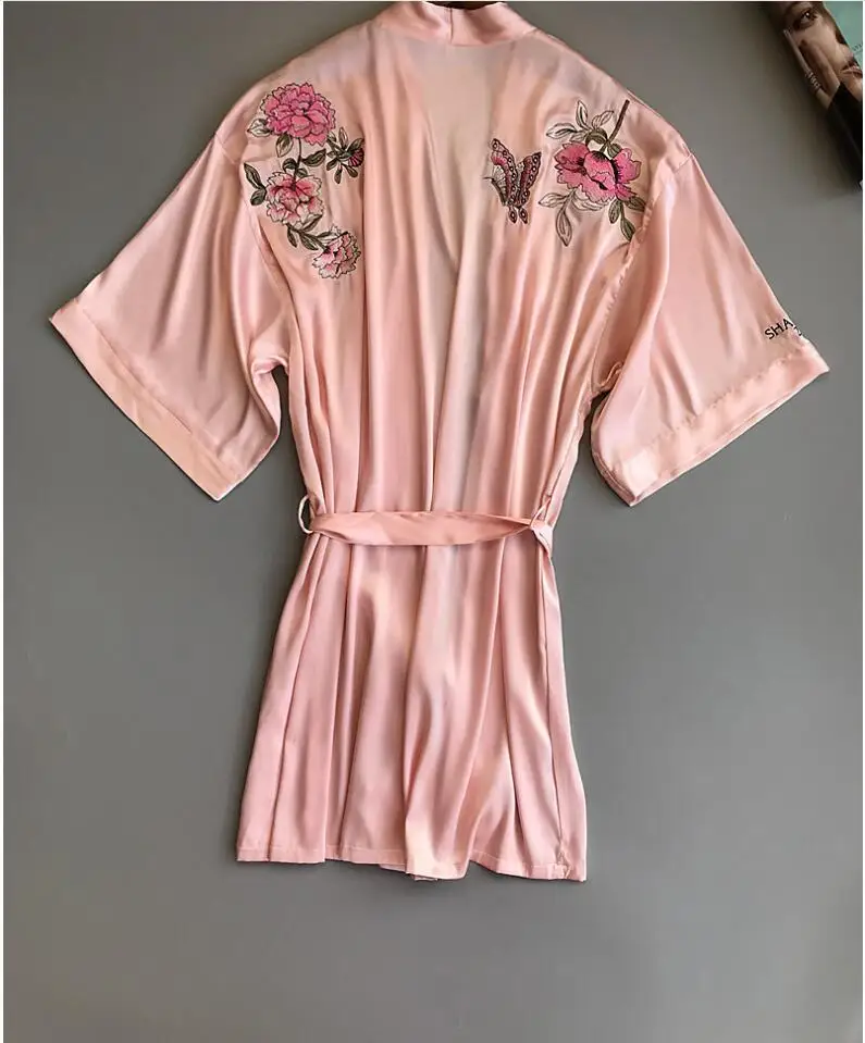 Сексуальные женские халаты весна-лето, халаты для подружки невесты, кимоно, Женское ночное белье, Пижама домашняя одежда розового цвета