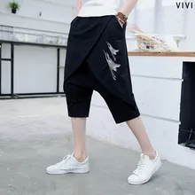 M-5XL Новинка Мужская одежда модные летние Гаремные с низкой проймой Брюки Крест Брюки Плюс Размер стилист волос костюмы