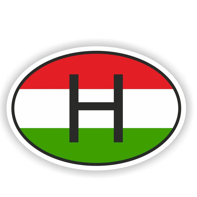 

16CM*10.7CM Oval H HUNGARY COUNTRY CODE Flag Car Sticker Decal Accessories 6-1503