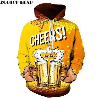 

Pattern beer Men / Women Hoodies Casual Double Long Sleeve Thick Sweatshirt Brand 3d Pullover Streetwears Drop Ship ZOOTOPBEAR