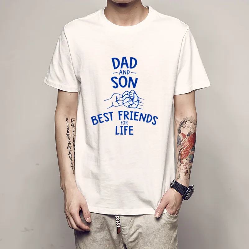 

2018 Men Father's Day Gift tshirt Short Sleeve Father And Son best friends for life High Quality male T-Shirt ftp max verstappen