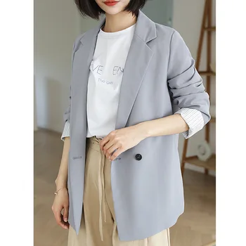 

2020 Korea Spring New Style Leisure Small Suit Solid Color One-Button Long-Sleeve Thin Jackets women Blazer