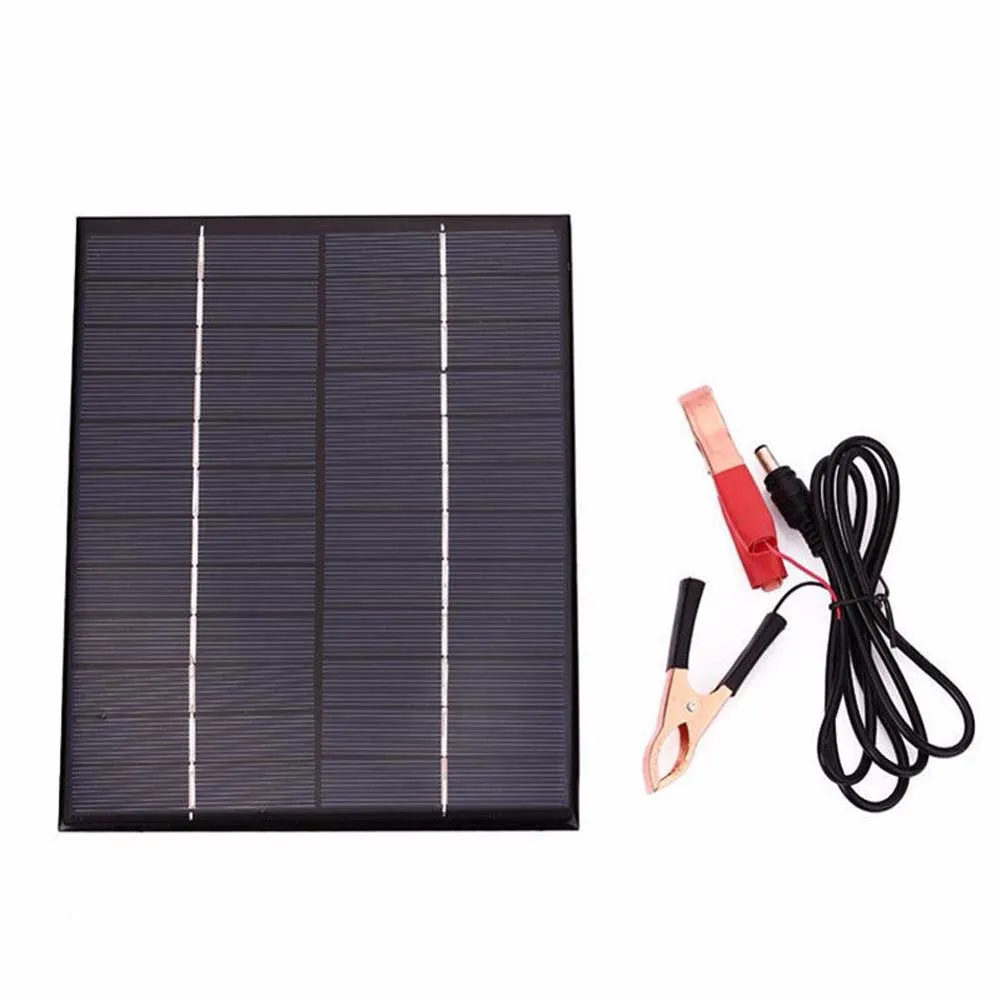 

Portable Home 12V Car Camping Boat Battery Charger 5.2W Solar Panel+5521DC Output with Battery Clip LO88