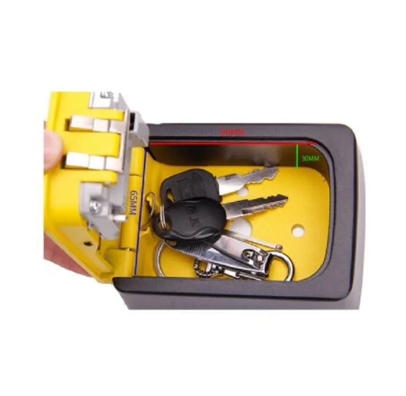 Wall Mounted Spare Keys Safe Storage Box with 4 Digit Combination Password Lock Home Office Metal Hidden Key Secret Organizer