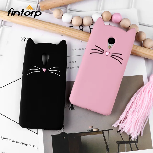 Cheap Fintorp Silicone Case For Meizu M6 M5S M5 Mini M6S M3S M5C Cute Cat Ear Cartoon Cases For Meizu M6 M5 M3 Note Protective Cover