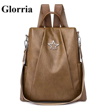 

Glorria Women Leather Big Backpack Student School Bag Waterproof Anti Thef Bagpack for Female Casual Bagpack Mohila Feminina Sac