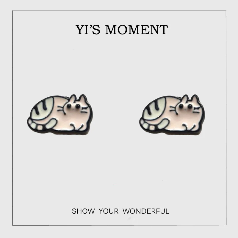 

2019 birthday Gift Enamel stud Earrings cat Earring for kids