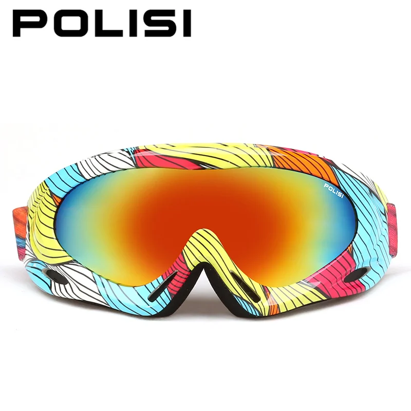 POLISI мужские и женские снежные очки для сноуборда зимние противотуманные лыжные очки для скейтборда UV400 лыжные альпинистские защитные очки - Цвет: Stripe