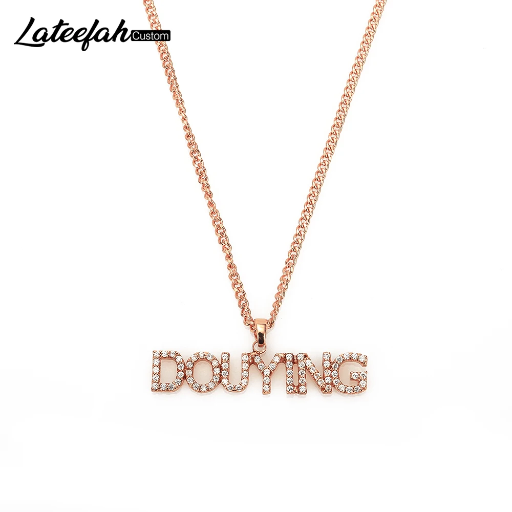 

Lateefah Custom Colar Pingente de Cristal para As Mulheres de Pedra Zircônia Cadeia Colares Mulheres Colar Name personalized