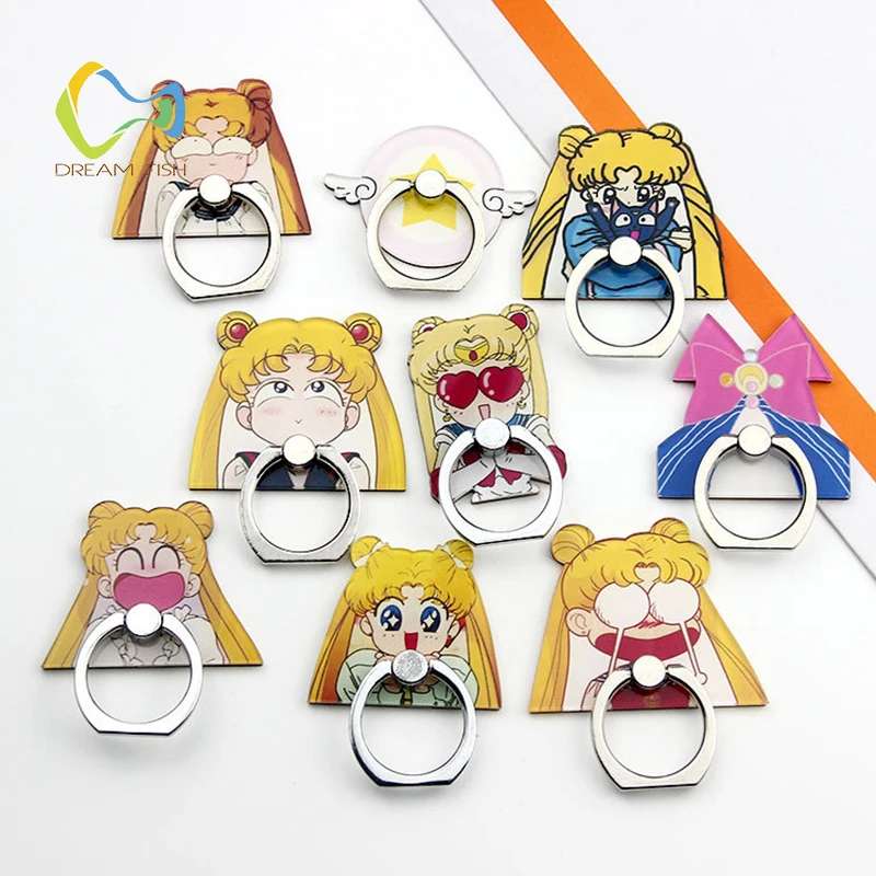 

Finger Ring Holder For Iphone Xr Cartoon Sailor Moon Ring Buckle Bracket Universal For Xiaomi Redmi Note 7 Suporte Celular