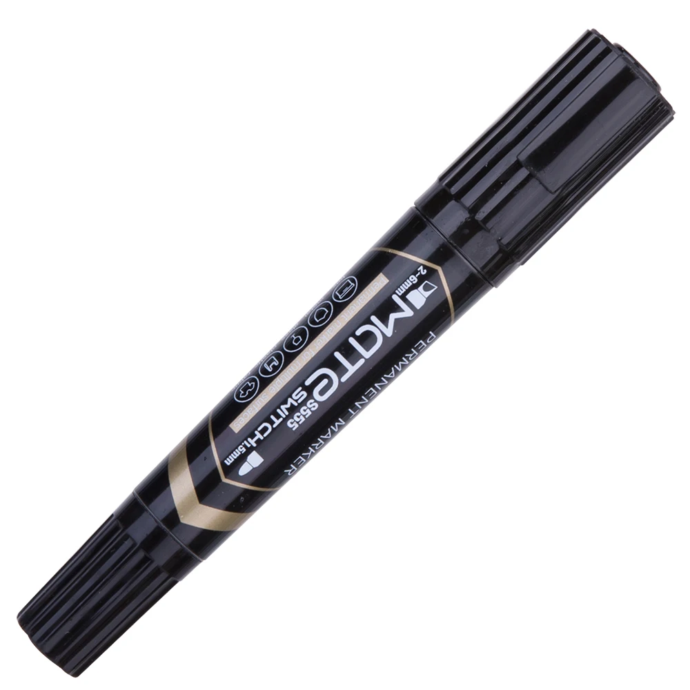 Permanent Marker Pen Permanent Marker Permanent Markers Markers Pen Marker Pens DELI Water Proof Permanent Marker 2pcs/Lot Bullet Tip 1.5mm Chisel tip 1-6mm ES555 Office supplies Dual tips Permanent markers