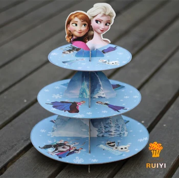

1 set Cartoon anime Princess Elsa Anna baby shower birthday party cardboard cupcake stand hold 24 cupcakes AW-1001