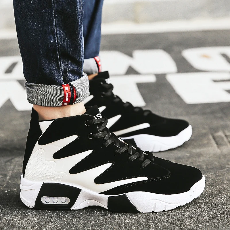 

High Top Shoes Vulcanize Shoes Men Sneakers Winter Platform Men Shoes Fashionable Mixed Color Zapatillas