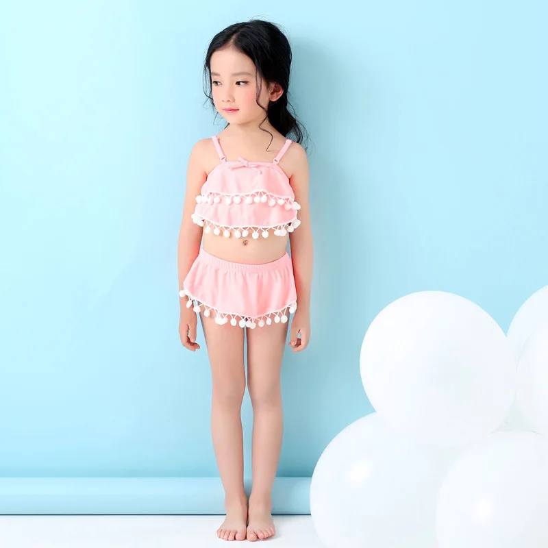 Summer Tankini Two Piece Toddler Kids Baby Girls Tassel Bandage Halter