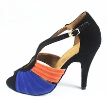 Удобные Синие атласные туфли из искусственной кожи на каблуке 4,5-10 см; Zapatos de baile; латинский танец сальсы; женская обувь; JYG872