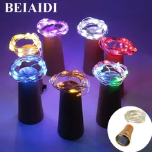 BEIAIDI 20 шт./партия Солнечная бутылка для вина медная сказочная ленточка провод Новинка Ночная лампа DIY пробковый светодиодный световой шнур для вечерние рождественские украшения