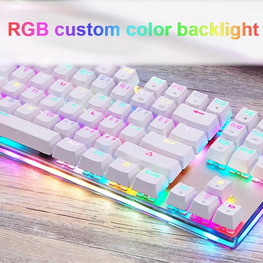 Professional Mechanical Keyboard 87 keys RGB Backlight Gaming Keyboards for Tablet Desktop PC Wired Gaming Desktop Keyboard