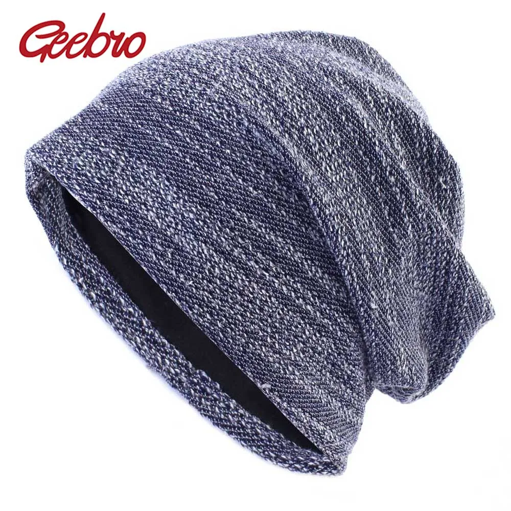 Geebro зимняя унисекс Шапочка Вязаная хлопковая slouky Beanie для женщин Весенняя мужская смешанная цветная балавака Skullies & Beanies DQ891