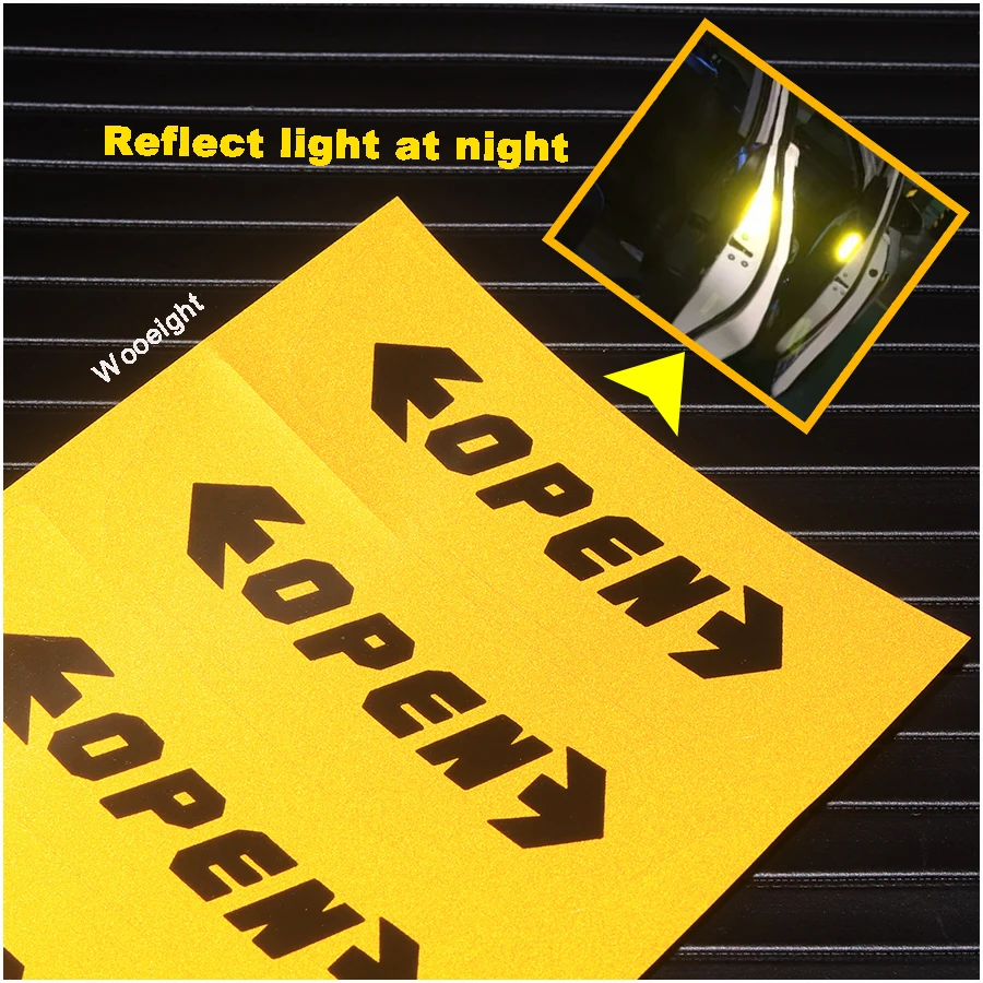 Wooeight 4Pcs Car Styling Anti-collision Warning Sticker Affixed To Open The Door Universal Reflective Safety Decals For BMW Audi Benz (1)