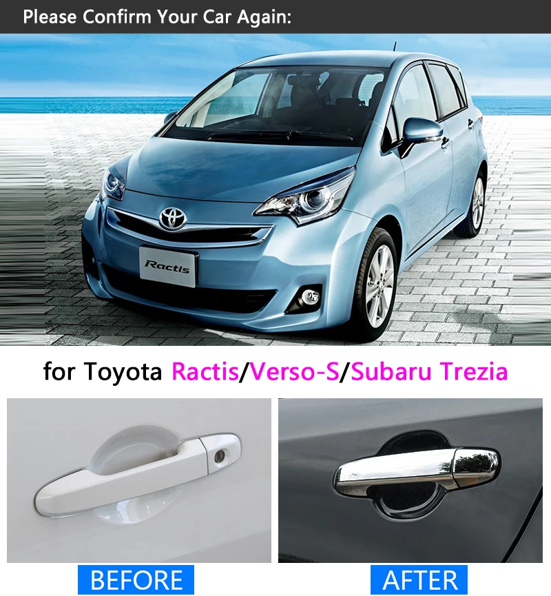 Набор хромированных насадок на ручки для Toyota Verso S 2011 2017 Subaru Trezia Space Ractis 2013 2015
