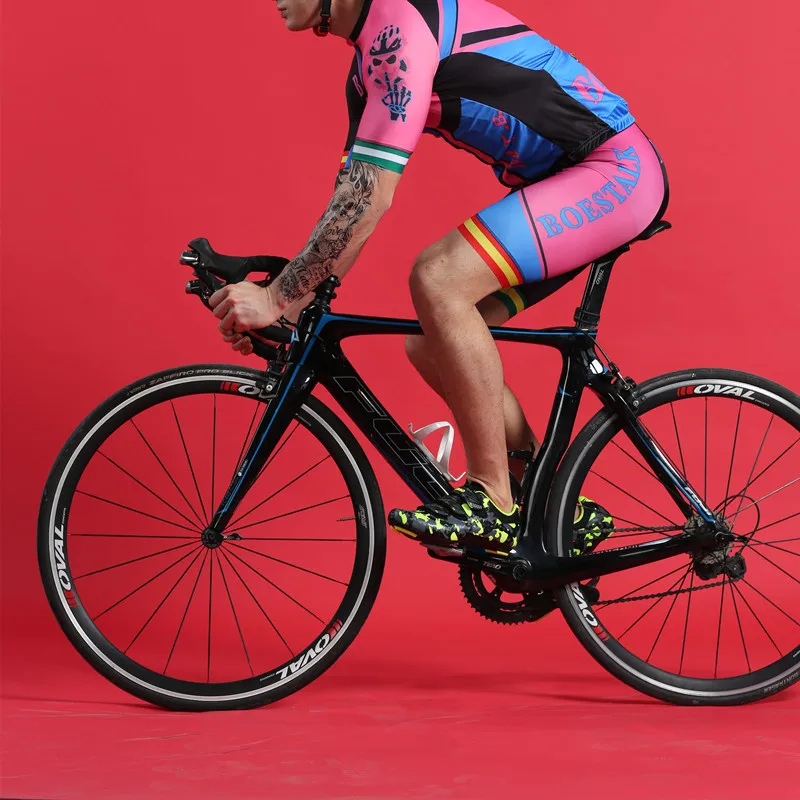 2019 men pink cycling jersey set ciclismo clothings hombre BOESTALK high quality summer triathlon suit bike clothes bicicleta