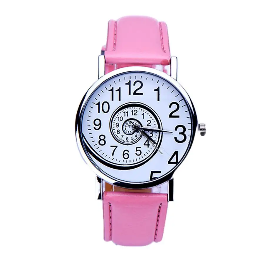 Jimshop 2017 susenstone Casual Swirl Pattern Leather Woman Quartz Wrist Watch 5 Colors Relogio Feminino Wholesale