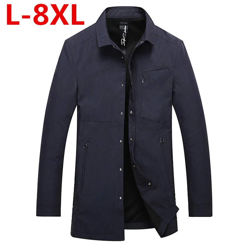 

8XL 7XL 6XL Plus size New style long Trench Coat Men brand clothing fashion Long Jackets Coats brand-clothing mens Overcoat big