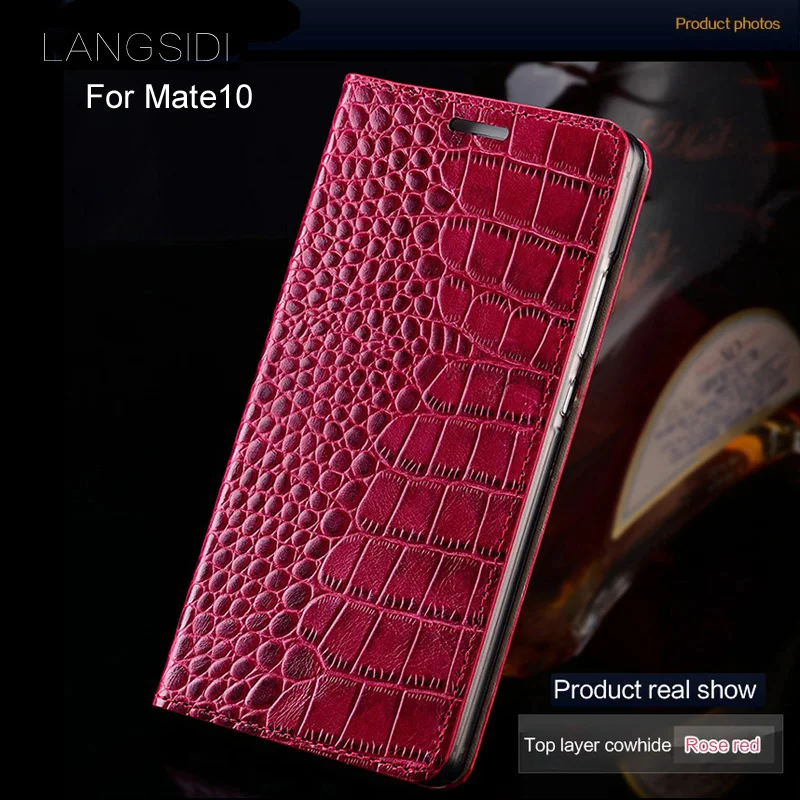 

Luxury brand phone case genuine leather crocodile Flat texture phone case For Huawei Mate10 handmade phone case